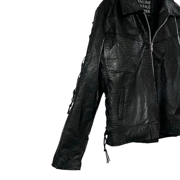 Navarre Leather Company Womens Genuine Buffalo Leather Black Jacket Size XL - Picture 11 of 15